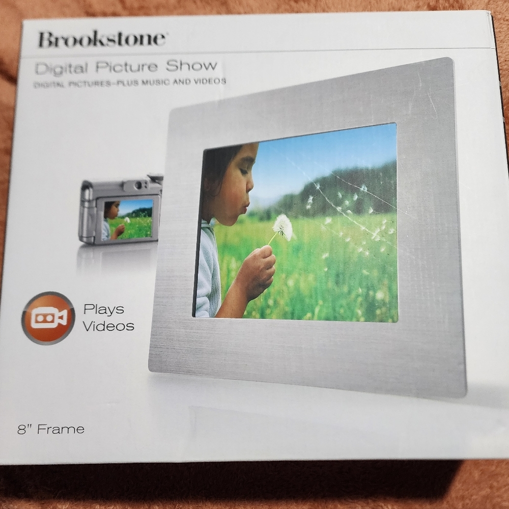 Brookstone 8” Frame Digital Picture Show for Pictures Plus Music & Videos